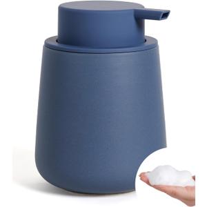 Bosilunlife Ceramic Foaming Soap Dispenser - 12Oz Bathroom Countertop Kitchen Dish Soap Pump Dispenser Foam Soap Dispenser - Matte Blue