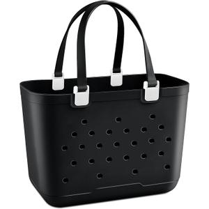 X-Large Rubber Beach Tote Bag, 18.9 "L x 9.4 "W x 13.8 "H Waterproof EVA Beach Totes with Zipper Pocket