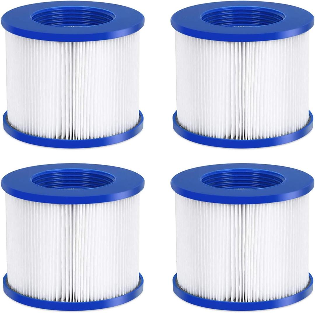 #WEJOY AquaSpa Easy Set Pool Spa Hot Tub Filter Replacement Cartridges for Type PM_SPA-P154_Grey/Black/White/Wine, Fold White Filter Paper for Many Massage Pool Models(4 PC) (PM_PG02000000084_Blue)
