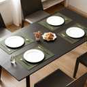MOSAYT Vinyl Placemats Set of 6-12 X 17 Inch - Faux Leather 100% Waterproof Oil-Proof Wipeable PU Place Mats, Heat Resistant Reversible Table Mats for Kitchen, Dining, Outdoor (Olive Green)