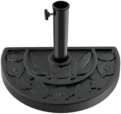 Half Round Umbrella Base - 20lb Weighted Semicircle Freestanding Resin and Concrete Umbrella Stand for Outdoor Use by Pure Garden (Black)