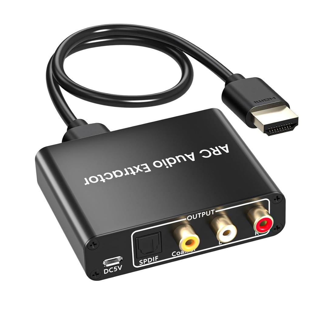 192KHz HDMI ARC to Optical Audio Adapter Analog RCA Audio Converter ARC Input Optical SPDIF Coaxial 3.5mm R/L Stereo Extractor Splitter for HDTV