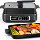 Indoor Grill, Techwood Electric Indoor Grill Griddle 7.5-Quart 1500W Versatile Multi-Cooker with 5-Level Heat Settings, Come with Removable Non-stick Grill Pan& Cooking Pot, Dishwasher Safe