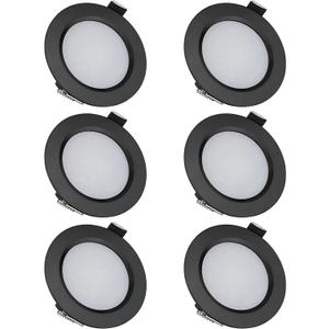 Spring-Type 12 Volt Recessed Lights for RV Boat Trailer Camper-Warm Light 2800K 3W 270 Lumens, Low Voltage Downlights Dimmable, Pack of 6