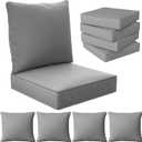 24" x 24" x 6" Outdoor Deep Seat Cushions Set - 4 Set Waterproof & Fade Resistant Patio Furniture Replacement Cushions, Non-Slip Outdoor Cushions Fit Loveseats, Couches, Chairs, and Sofas.