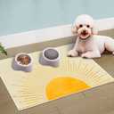 Boho Sunshine Washable Entry Rug, Mid Century Modern Abstract Sun Small Throw Rugs for Entryway Bedroom Bathroom Kitchen, Non-Slip Indoor Door Mat for Bedside Inside Front Door, 17x30 Inches