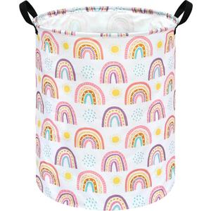 Kids Rainbow Hamper Laundry Basket Storage Bins Gift Organizer Clothes Toy Box Large Canvas Collapsible Chest for Home/Dorm/Kitchen/Pet/Office/Closet/Shelf/Room Decor