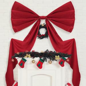 Big Wall Bow Decorations 39 x 72 Inch Giant Birthday Party Decor Ribbon Hanging Tie Bow Decor for Coquette Party Baby Shower Wedding Bridal Bachelorette Supplies(Red, Polyester, Weeding)