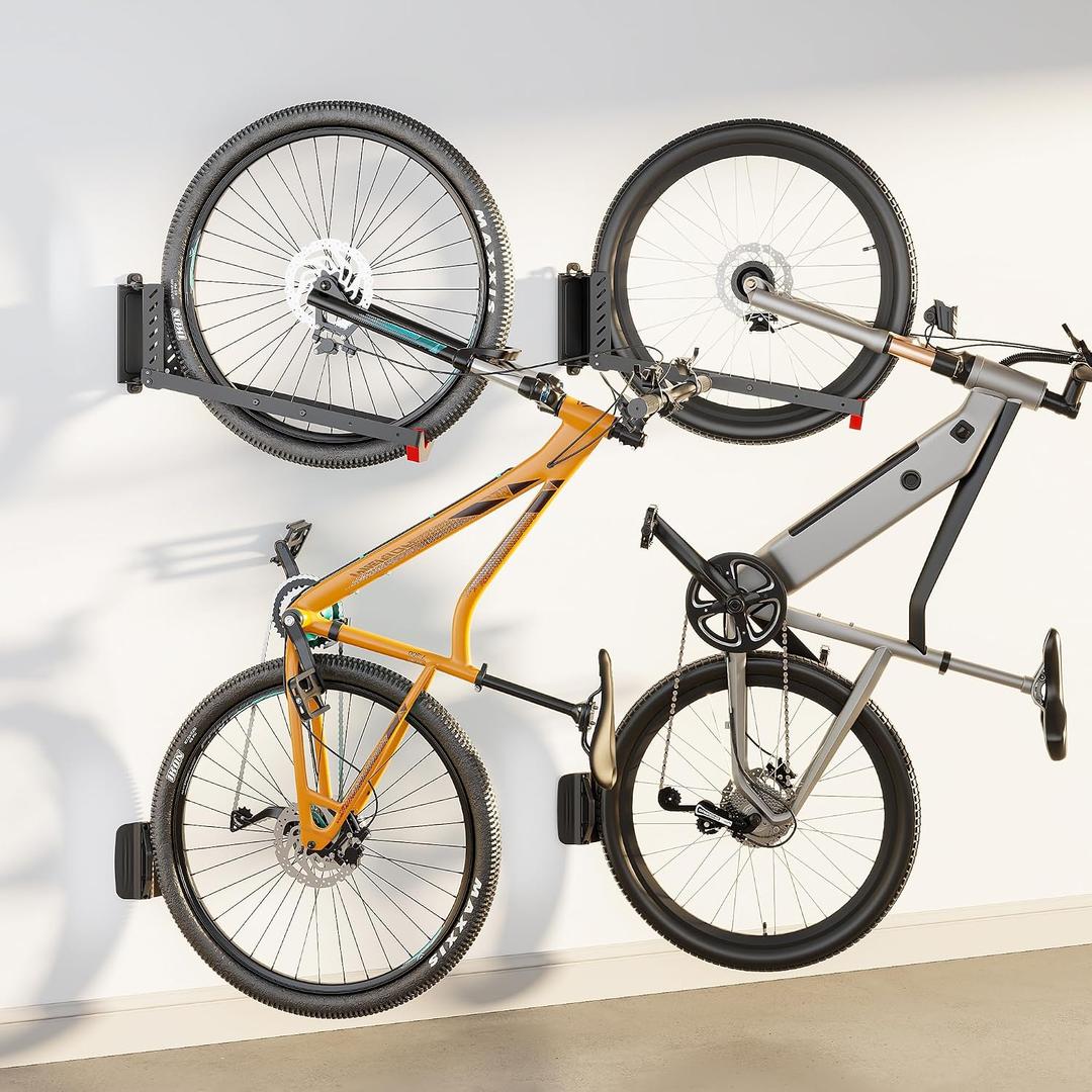 MonTEK Swivel Bike Wall Mount, No Heavy Lifting Required Bike Wall Mount, Bike Hangers for Garage, Space-Saving Bike Rack Garage, Easy to Load and Unload, Bike Hanger Can Hold Up to 77 lbs, 2 Pack