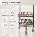 SWTYMIKI Over Door Hat Organizer - 3 Tier Wall Mounted Hat Rack with 2 Adjustable Metal Basket and 3 Hooks, Hanging Baseball Cap Organizer Storage Holds up to 29 Caps for Door, Bedroom, Closet