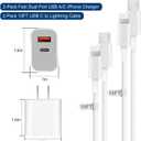 Fast Charger iPhone,Dual Port A/C iPhone Charger Fast Charging Block,2Pack Super Quick Double Apple iPhone Wall Charger Power Adapter 10FT USB C to Lightning Cable for iPhone 14/13/12/11/ProMax/XS/XR