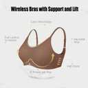 OEAK Womens Wireless Bras Comfortable Push Up Bra Smooth U Neck Bralette Full Coverage Bras Seamless Tshirt Everyday Bras (XX-Large, Coffee)