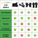 GEEKHOM BBQ Gloves X-Large, Heat Resistant Kitchen Silicone Oven Mitts, Waterproof Oven Gloves, BBQ Grill Accessories for Baking, Fryer, Smoker, Weber, Pizza, Microwave, Non-Slip, Black, L