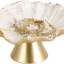 NIKKY HOME Vintage Ring Holder Jewelry Dish, Flower Shaped Trinket Display Decorative Metal Tray Classy Birthday Christmas Gifts for Women Girls, White