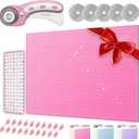 Rotary Cutter Set - Quilting Kit incl. 45mm Fabric Cutter, 5 Replacement Blades - Ideal for Crafting, Sewing, Patchworking, Crochet & Knitting (Pink, Cutting Mat Set (36" x 24"))