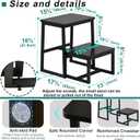Step Stool for Adults,Holds up to 500Lb,3 in1 Heavy Duty Sturdy Two Step Stool for Kichen/Bathroom/High beds, Wooden&Metal Frame, Non-Slip Pads (Black)