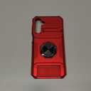 Vofolen for Samsung Galaxy A15 5G Phone Case with Card Holder [Store 2 Cards] + 360 Rotated Ring Holder Kickstand Heavy Duty Shockproof Wallet Phone Case for Samsung Galaxy A15 5G, Red