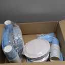 TWOWYHI 228PCS Light Blue Party Supplies Set Include Paper Plates Cups Paper Napkins Plastic Spoons Forks Knives for 30 Guests Disposable Party Dinnerware for Birthday Wedding Family Picnic