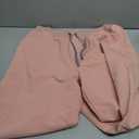 Medical Scrub Pants for Women, Jogger Pants with 6 Pockets, Soft Womens Scrubs Pant Drawstring Mid-Rise Cargo Pants (Pink, L)
