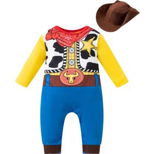 Baby Boys' Cowboy Costume Halloween Cosplay Bodysuit (Cowboy, 18-24 Months) (Yellow)