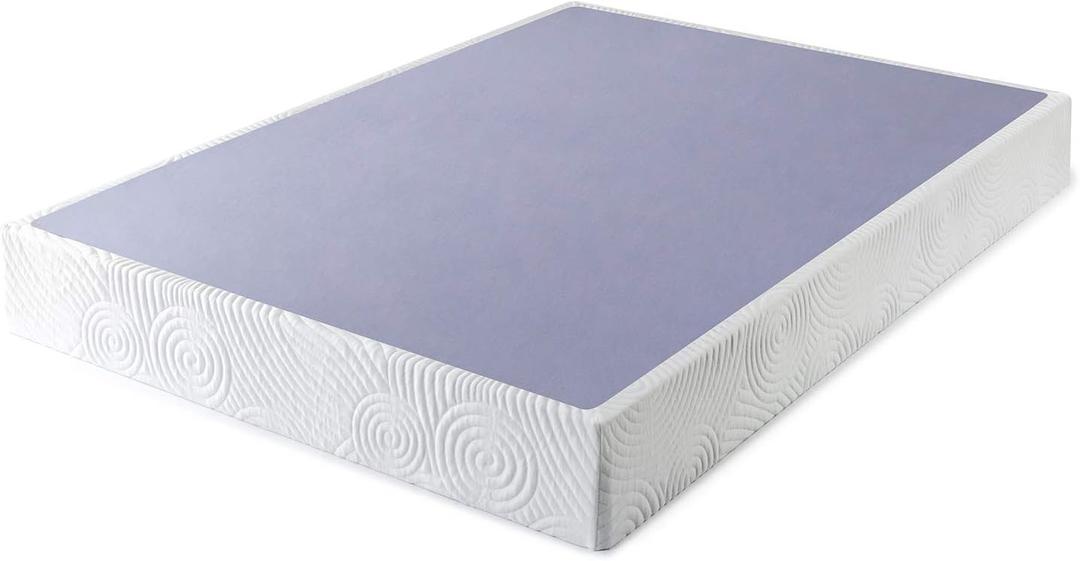 ZINUS Metal Box Spring with Wood Slats, 9 Inch Mattress Foundation, Sturdy Steel Structure, Easy Assembly, Queen (White)