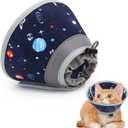 Cat Cone Collar Soft, Comfortable Cat Recovery Collar Pet Cone for Small Large Cats, Lightweight Elizabethan Collar for Cats Kittens After Surgery Prevent from Licking Wounds, Star, S (S Neck Girth (5"-8"), Dark Blue)