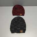 Vgogfly Slouchy Beanie for Men Winter Hats for Guys Cool Beanies Mens Lined Knit Warm Thick Skully Stocking Binie Hat Pairs (Black / Wine Red)