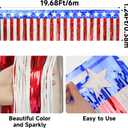 Red White Blue Garland Streamers - 2Packs 39.4 Feet Patriotic Decorations Foil Fringe Garland Tinsel Patriotic Metallic Banner American Flag Banner for Parade Floats, 4th of July Decorations
