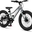 Glerc Mars Kids Mountain Bike, 20 24 Inch Fat Tire Bike for Teen Ages 6-14 Year Old, Bicycle with 2.8-Inch Wide Tires and 6 Speed Drivetrain  (20in, Gray)