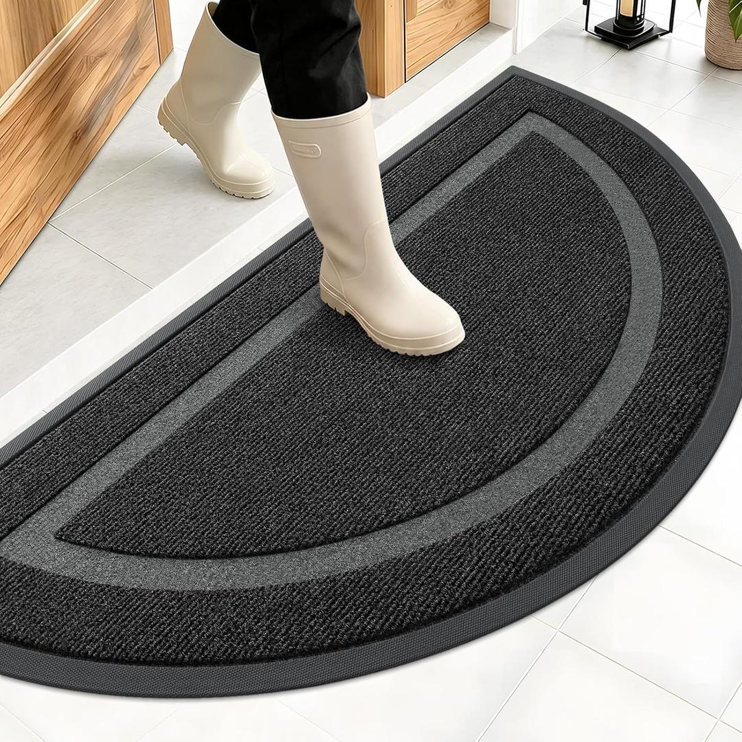 OLANLY Half Circle Front Door Mat Outside 47x23 All-Season Rubber Doormat