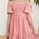 blibean Girls Summer Tie Back Dress Tween Kids Off Shoulder Dresses Size 4-15 Years (12-13 Years)