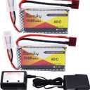 Blomiky 2 Pack 11.1V 1500mAh 35C Lipo Battery with T Plug for RC Airplane, RC Helicopter, RC Car Truck, RC Boat and Quadcopter Drone 11.1V 1500mAh T 2