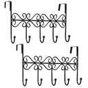 Youdepot Over The Door Hook Over Door Coat Rack Over Door Towel Rack Door Hooks,Door Hanger Hook of Bathroom,Clothes,Belt, Hat,Behind Back of Bathroom, Towel Hanger 2 Pieces 5 Hooks, Black.