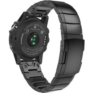 Moko Quickfit 26 Watch Band Compatible with Garmin Fenix 3/Fenix 3 HR/Fenix 5X/Fenix 5X Plus/Fenix 6X/Fenix 6X Pro/Descent Mk1/Mk2/Mk2i/D2 Delta PX,Stainless Steel Replacement Strap, Black