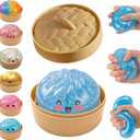 Glitter Dumpling Squishy,Dumpling Squishies,Glitter Dumplings Mystery Box,Colorful Dumplings Stress Balls Fidget,Jumbo Squishy Toy,Suitable for Adult use in Offices and Homes (Glitter Blue)