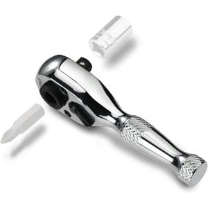 DURATECH 1/4-Inch Stubby Ratchet Wrench, Socket&Bit Driver, 72-Tooth, Chrome Alloy Made, Chrome Plated Finish