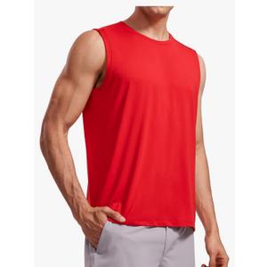Men's Workout Sleeveless Shirt Quick Dry Stretchy Swim T-Shirts Athletic Gym Running Beach Tank Top, M