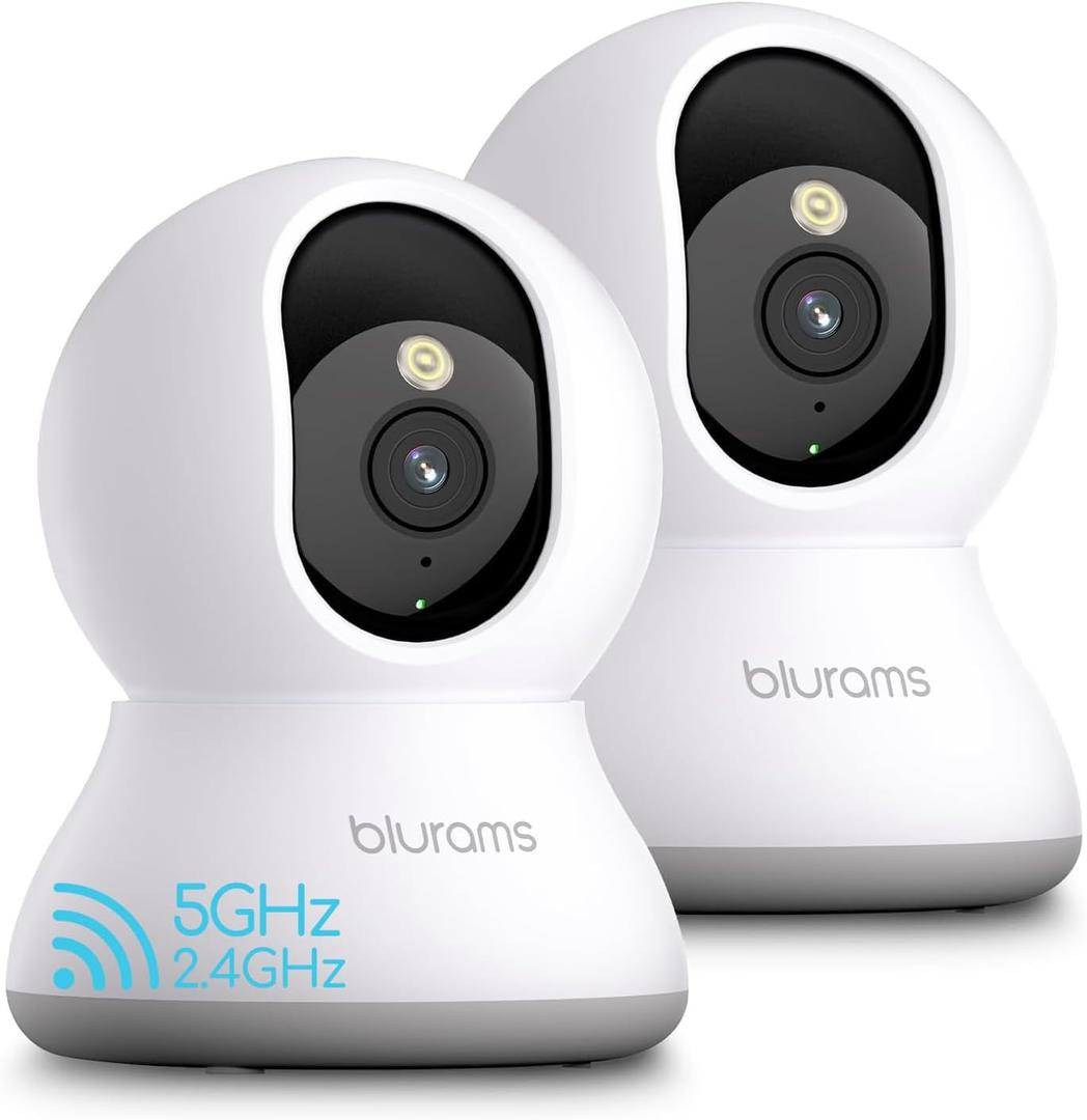 blurams 5G Cameras for Home Security, 2K Pet Camera with Phone App, 360 PTZ Indoor Camera w/Dual-Band WiFi6, Free Human/Motion/Sound Detection, 2-Way Talk, Night Vision, Compatible with Alexa, 2Pack