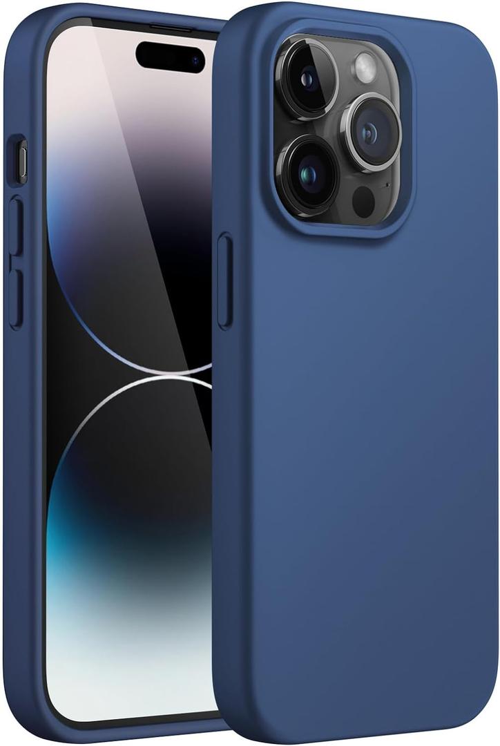 JETech Silicone Case for iPhone 14 Pro 6.1-Inch, Silky-Soft Touch Full-Body Protective Phone Case, Shockproof Cover with Microfiber Lining (Cobalt Blue)