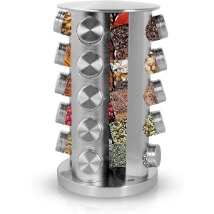 Simpli-Magic Spice Rack Organizer, Rotating Spice Rack with 20 Jars Included