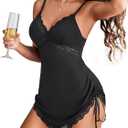 Avidlove Womens Lingerie Ruched Modal Nightgowns for Women Sexy Night Gowns Side Drawstring Sexy Babydoll Chemise Sleep Dress, M