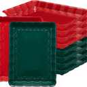Plasticpro Plastic Serving Trays - Serving Platters Rectangle 9X13 Disposable Party Dish Includes 4 Green & 4 Red Christmass Trays
