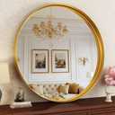 Round Bathroom Mirror, 30 Inch Gold Circle Mirror with Metal Deep Frame, Round Mirrors for Wall Decor, Vanity, Entryway, Living Room