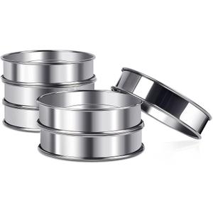 4inch English Muffin Rings, 6pcs Double Rolled Stainless Steel Crumpet Tart Rings for Baking