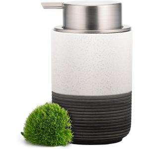 EMPO Ceramic Embossed Press Foam Hand Soap Dispenser - 300ml Large Capacity Facial Cleansing Bottle and Liquid Soap Dispenser for Kitchen Bathroom with Mousse Lotion Pump (White)