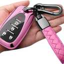 Sindeda for Chevrolet Key Fob Cover With Keychain Soft TPU Full Protection Key Shell Case Compatible with Chevrolet 2016-2025 Chevy Malibu Camaro Cruze Traverse Sonic Volt Bolt Equinox-Pink