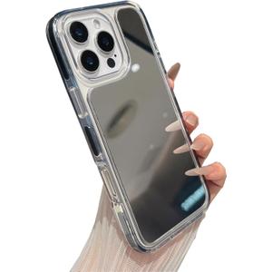 ZTOFERA Mirror Case for iPhone 14 Pro Max, Mirror for Girls Women Makeup, Cute Glossy Hard Back & Soft Edge Extra Protection Anti-Drop Shockproof Phone Cover for iPhone 14 Pro Max-Black