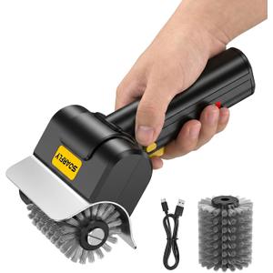 SOARFLY Electric Grill Brush for Outdoor, 600RPM Cordless BBQ Grill Cleaner | 2000mAh Rechargeable Cleaning Brush, Safety Locks Design, Non shed, Two Brush Head, Lightweight Portable, Gifts for Men Dad