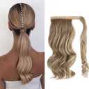 CJL HAIR 14" Short Ponytail Hair Extension Wrap Around Pony Tail Wavy Synthetic Fake Hairpiece for Women Dirty Blonde