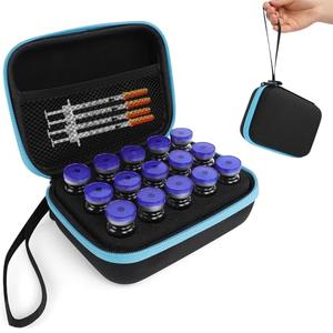 EIPTLOS Insulin Fridge Holder Storage Case Peptide Vial Case Protector Holder Insulin Cooler Travel Organizer Fits Standard 10ml U-100 Vials 15 Slots with Zipper